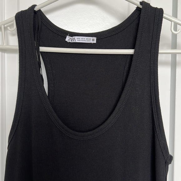Zara Black Tank Summer Dress Stretch Cotton Fitted Perfect Condition - Picture 3 of 5